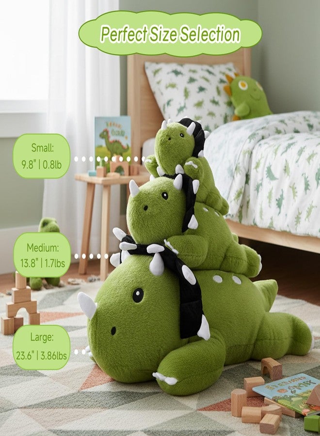 SQEQE دمية ديناصور ترايسيراتوبس محشوة بوزن من SQEQE، ديناصور محشو بوزن مناسب للعناق المريح، وسادة لعبة ناعمة هدية للأطفال، زينة عيد الميلاد والكريسماس، 9.8 بوصة، 0.8 رطل - Image 3